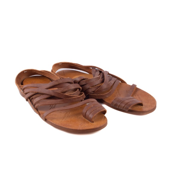 MAISON MARGIELA Brown Leather Strappy Sandals size 37.5 - Picture 1 of 8